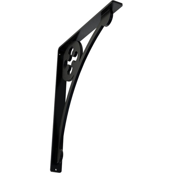 Ekena Millwork Crawley Wrought Iron Bracket, (Single center brace), Powder Coated Black 1 1/2"W x 12"D x 15"H BKTM01X12X15SCR - main